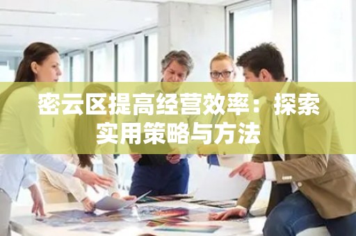 密云区提高经营效率：探索实用策略与方法